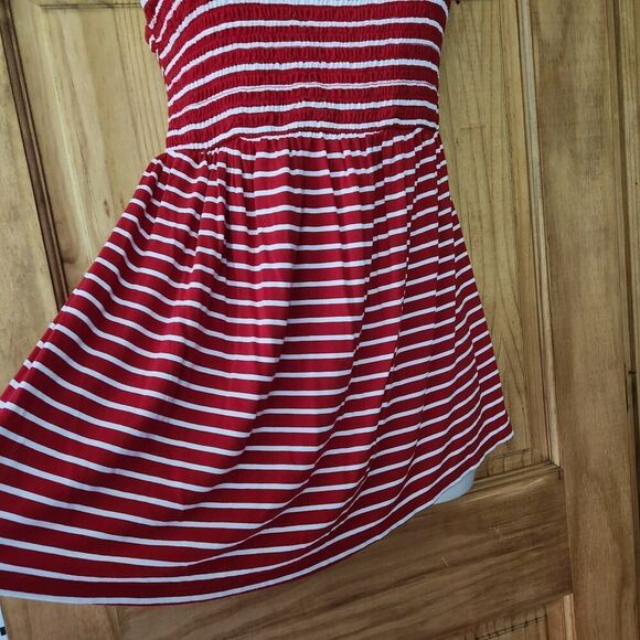 Isabel Maternity Tuni Smocked Tank Top Women Size Medium Red White Stripe - Picture 6 of 9